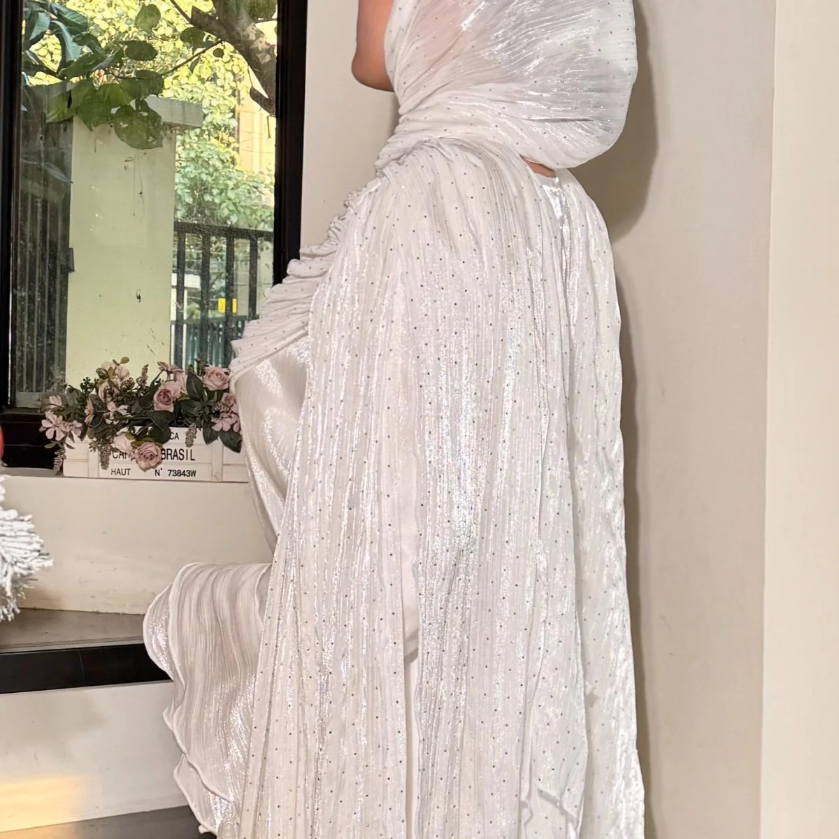 Pleated Cape Sleeve Abaya Maxi Dress(MA430) - Image 7