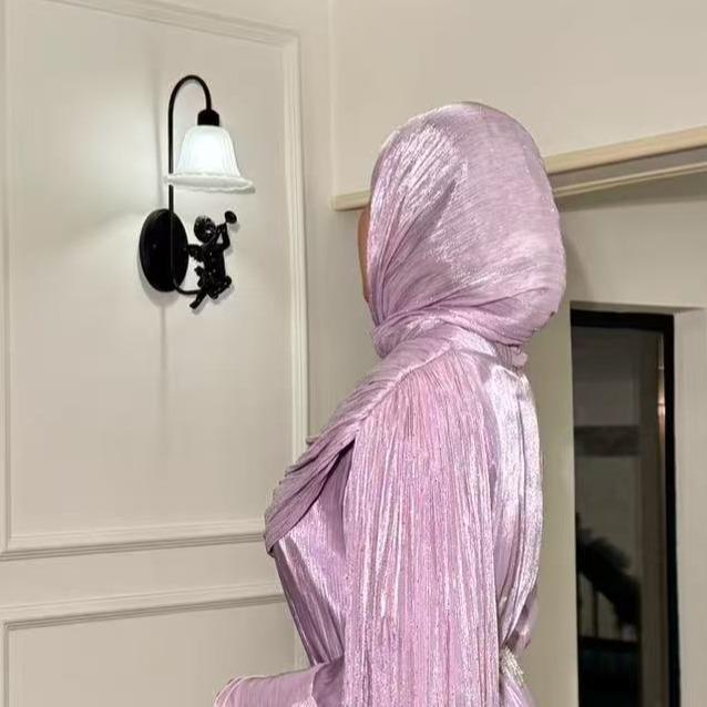 Pleated Cape Sleeve Abaya Maxi Dress(MA430) - Image 8