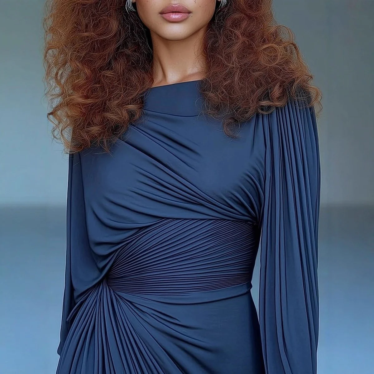 Pleated Evening Dress | Off-Shoulder Ruched Bodycon Gown(MS275) - Image 3