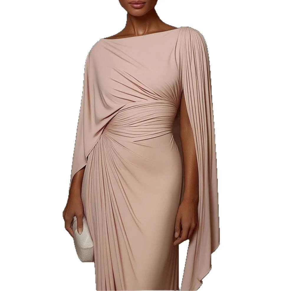 Pleated Evening Dress | Off-Shoulder Ruched Bodycon Gown(MS275) - Image 5