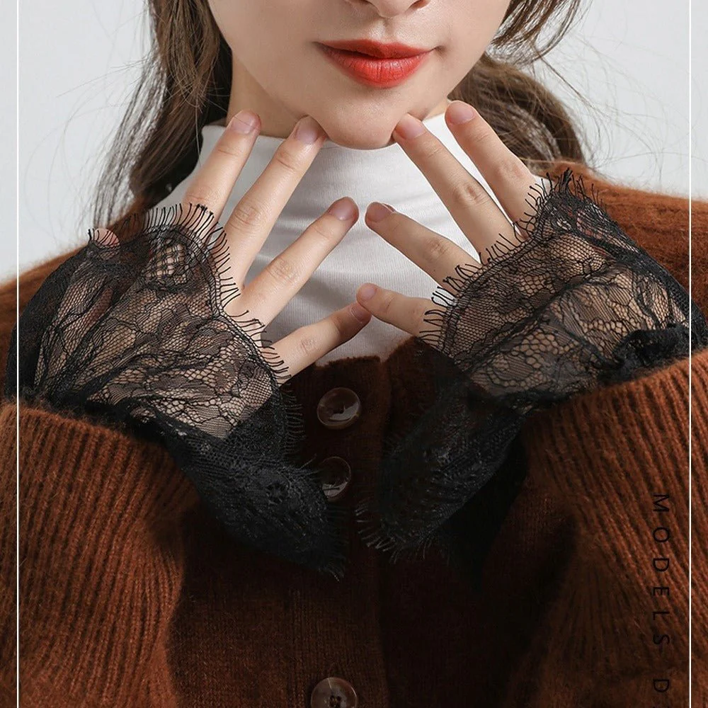 Pleated Lace Mesh Cuff Sleeves (MAC425) - Image 2