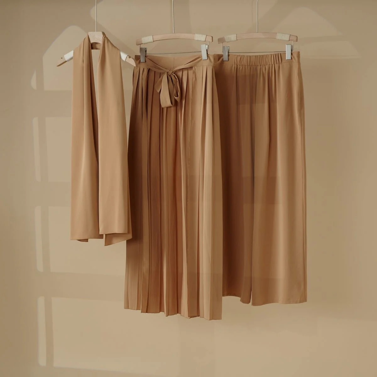 Pleated Overskirt, Wide-Cut Pants & Matching Hijab Set (MS025) - Image 6