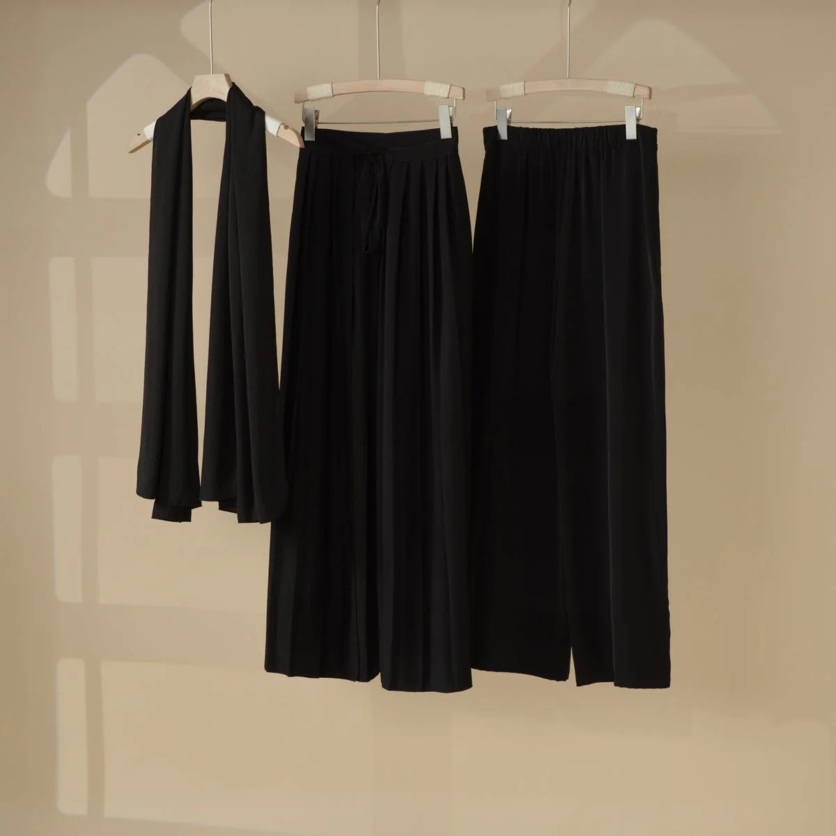 Pleated Overskirt, Wide-Cut Pants & Matching Hijab Set (MS025) - Image 9