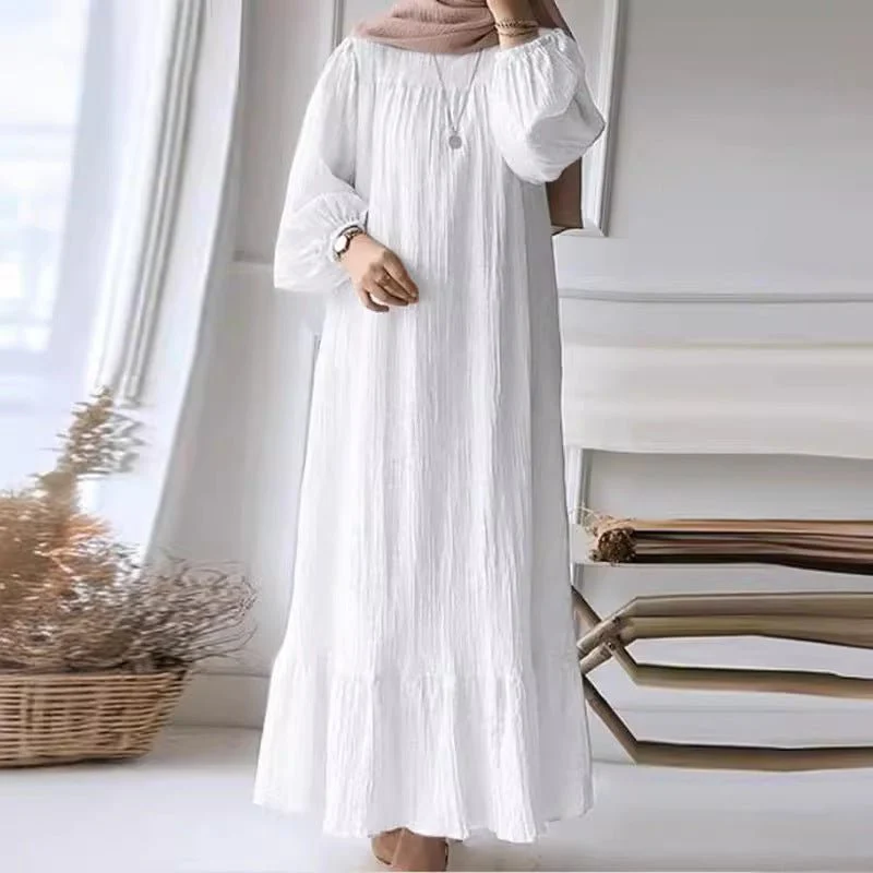 Pleated Ruffled Hem Abaya (MA112) - Image 3