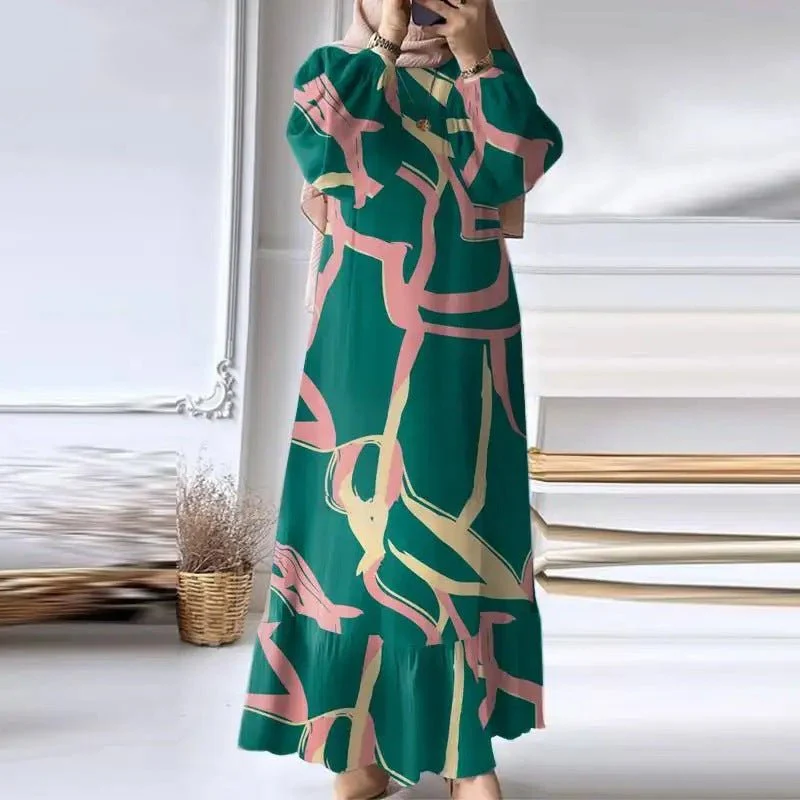 Pleated Ruffled Hem Abaya (MA112) - Image 7