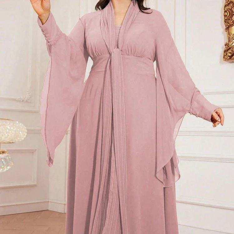 Plus Size Pleated Tie-Neck Maxi Dress(MS370) - Image 5