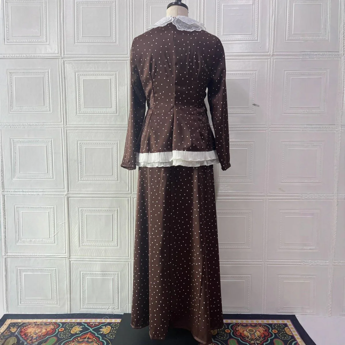 Polka Dot Blazer & Skirt Set | Lace Trim Two-Piece Outfit(MS248) - Image 4