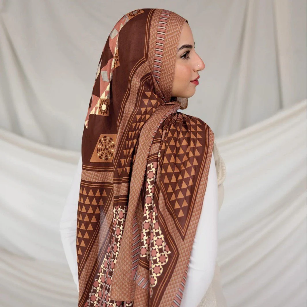 Poly-Cotton Printed Hijab Scarf (MH214) - Image 3