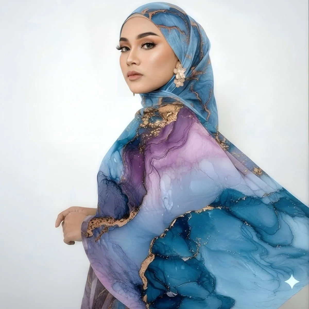 Poly-Cotton Printed Hijab Scarf (MH214) - Image 5
