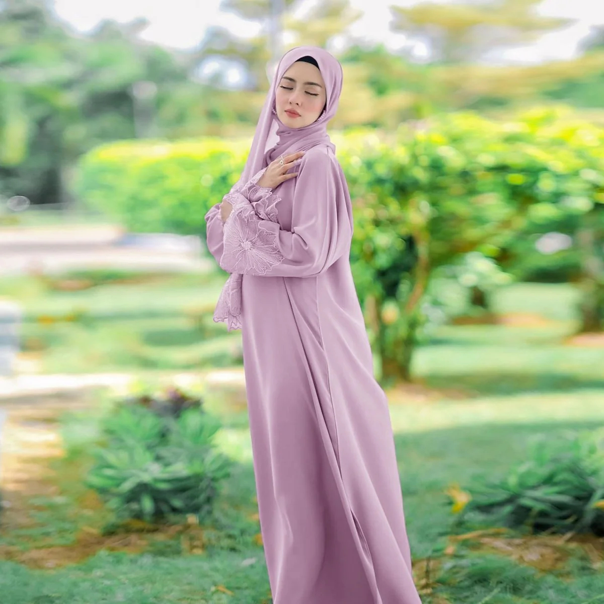 Prayer Abaya with Matching Hijab (MA396) - Image 3
