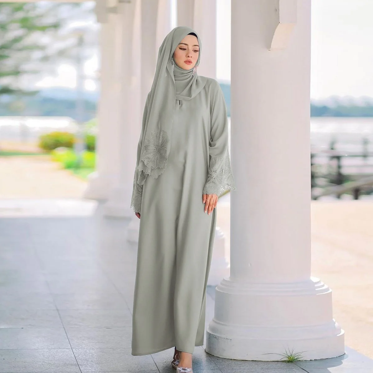 Prayer Abaya with Matching Hijab (MA396) - Image 4