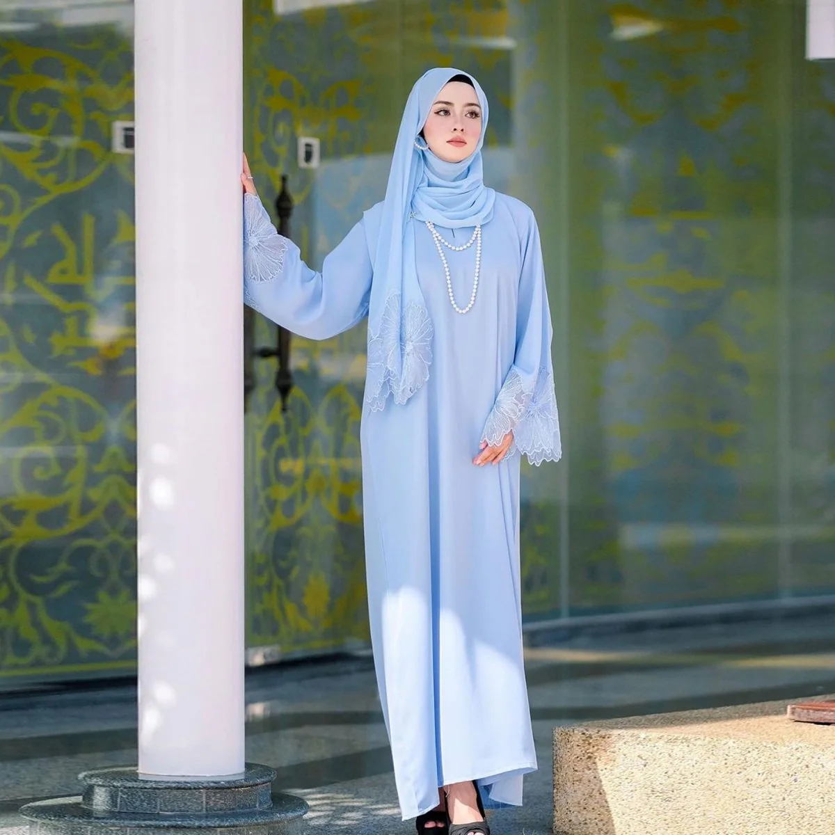 Prayer Abaya with Matching Hijab (MA396) - Image 5