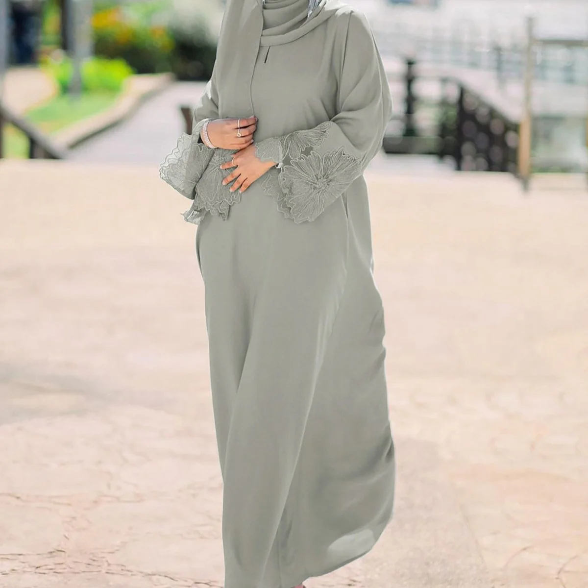 Prayer Abaya with Matching Hijab (MA396) - Image 9
