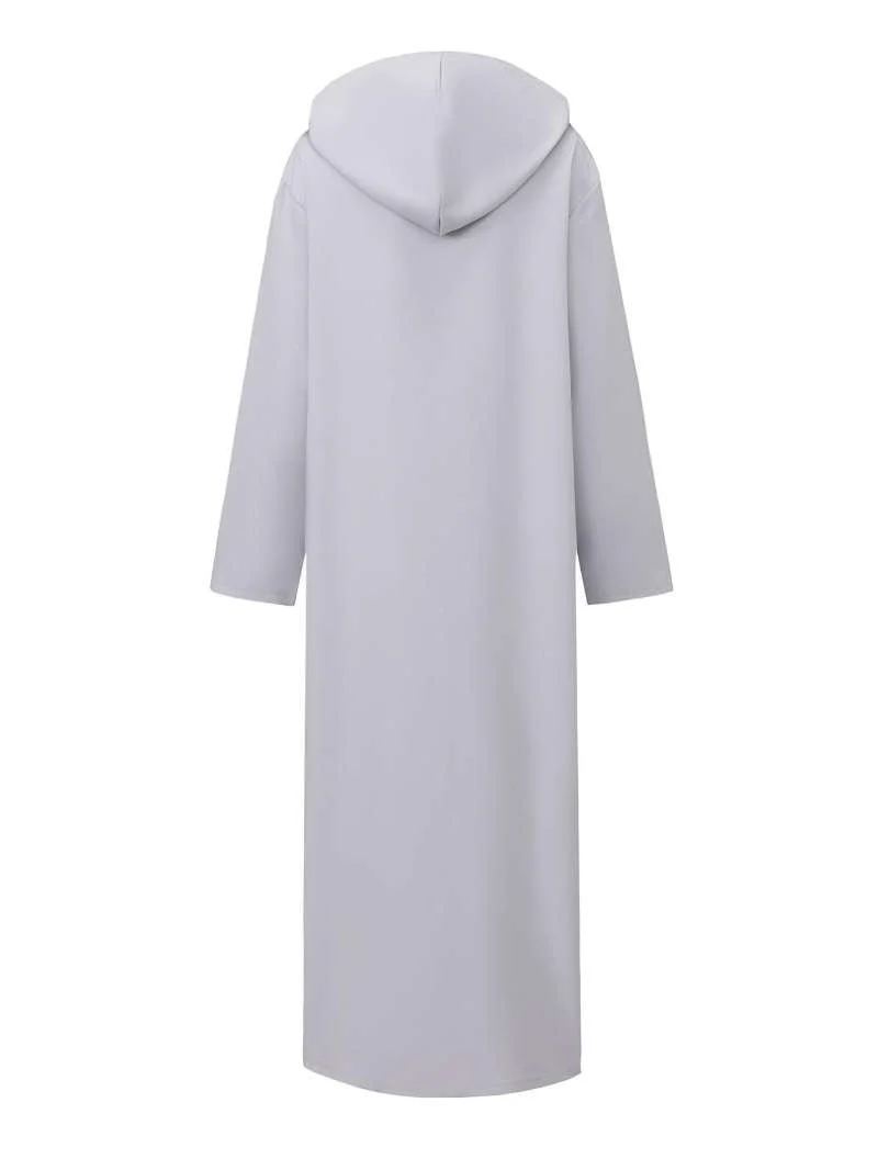 Premium Black Hooded Long Modest Muslim Robe Thobe for Men (MT029) - Image 11