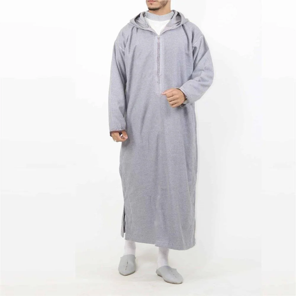 Premium Black Hooded Long Modest Muslim Robe Thobe for Men (MT029) - Image 17