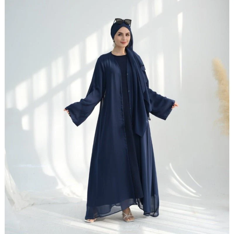 Premium Chiffon 3-Piece Set Abaya(MOA231) - Image 28
