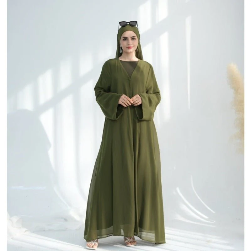 Premium Chiffon 3-Piece Set Abaya(MOA231) - Image 29