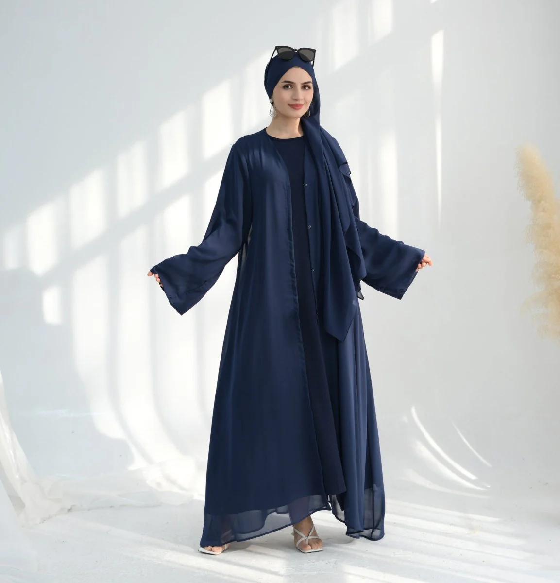 Premium Chiffon 3-Piece Set Abaya(MOA231) - Image 32