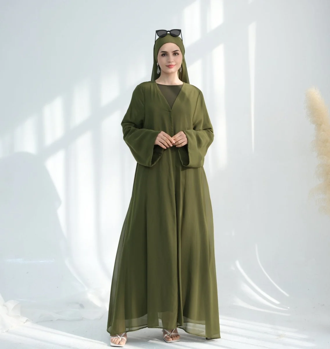 Premium Chiffon 3-Piece Set Abaya(MOA231) - Image 33