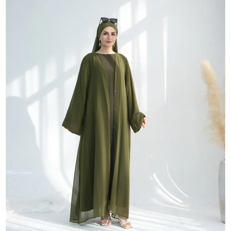 Premium Chiffon 3-Piece Set Abaya(MOA231) - Image 8