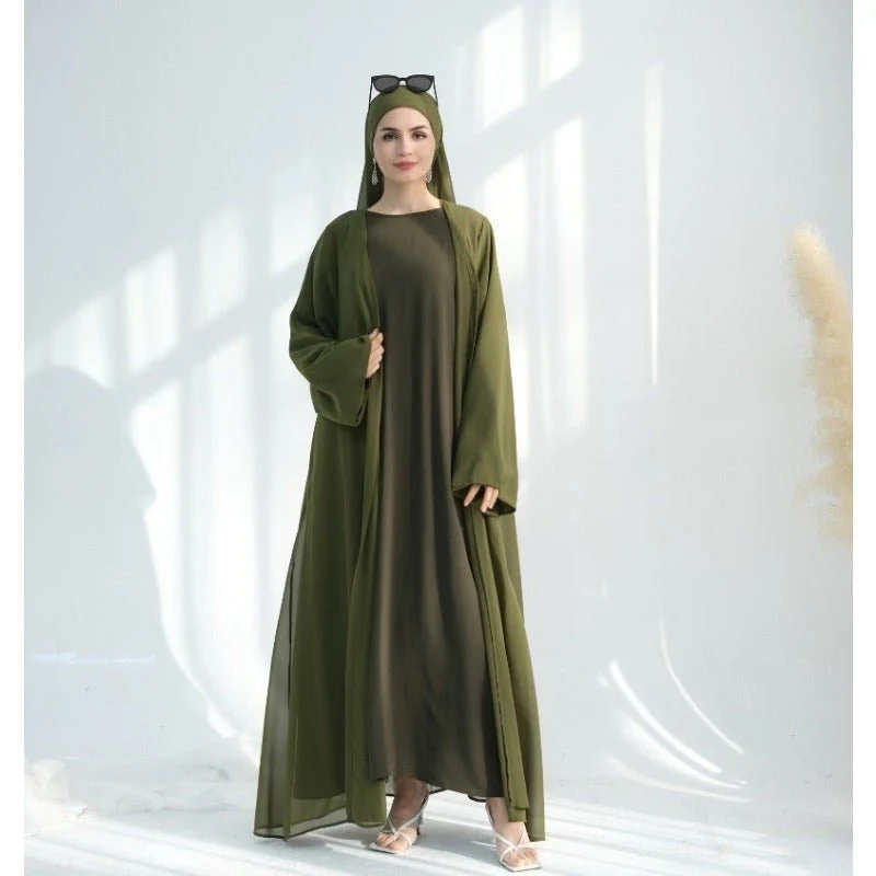 Premium Chiffon 3-Piece Set Abaya(MOA231) - Image 9