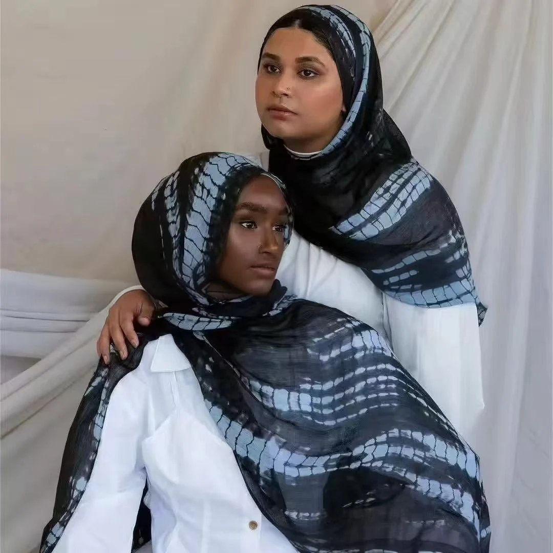 Premium Cotton Blend Ink Print Hijab | 180x80cm Artistic Long Scarf(MH149) - Image 14