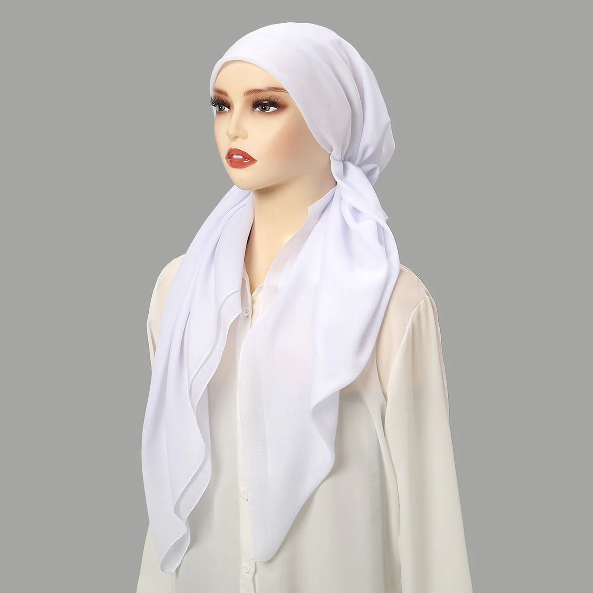 Premium Elastic Turban Caps Triangle Headwrap with Two-Tail Pullover Design (MH118) - Image 5