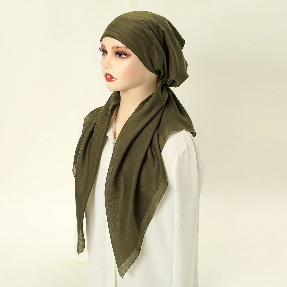 Premium Elastic Turban Caps Triangle Headwrap with Two-Tail Pullover Design (MH118) - Image 9