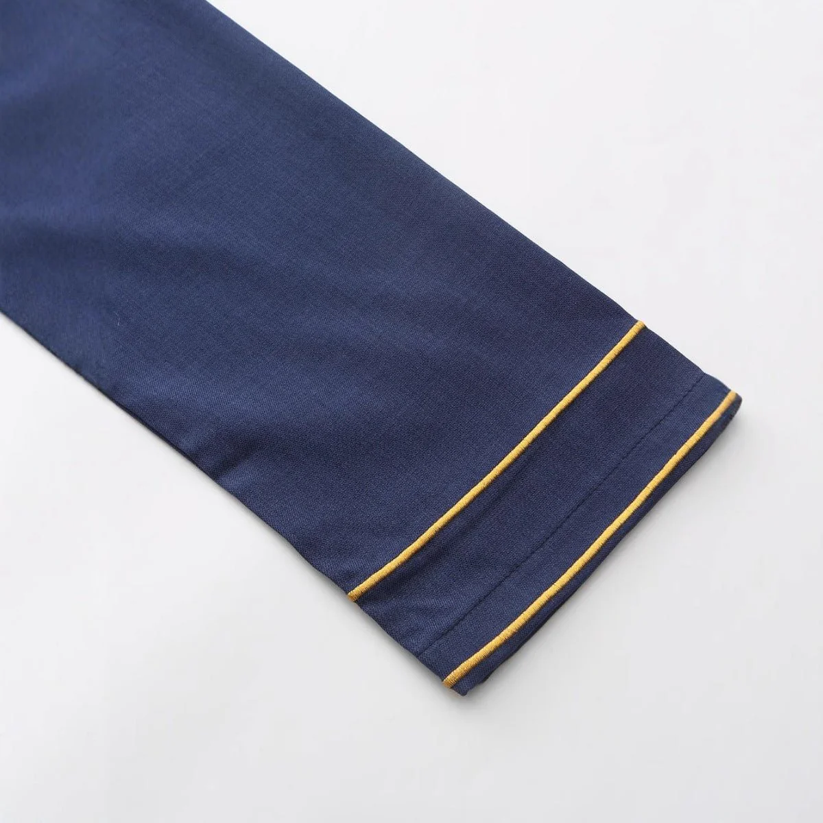 Premium Embroidered Stand Collar Thobe Navy & White Loose Fit Muslim Robe with Gold Stitching - Modest Casual Wear (MT034) - Image 5