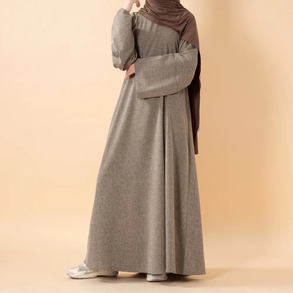 Premium Linen Effect Pullover Abaya with Pockets (MA341) - Image 14