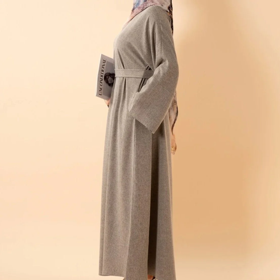 Premium Linen Effect Pullover Abaya with Pockets (MA341) - Image 15