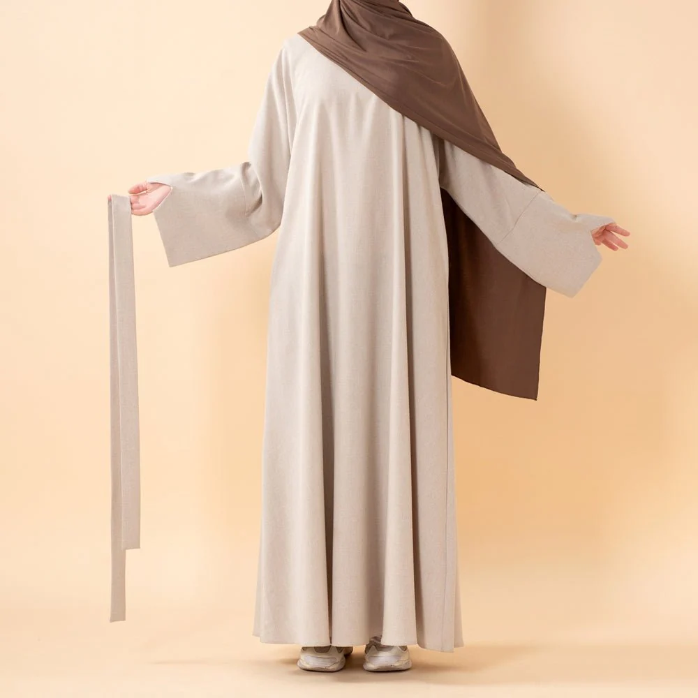 Premium Linen Effect Pullover Abaya with Pockets (MA341) - Image 16