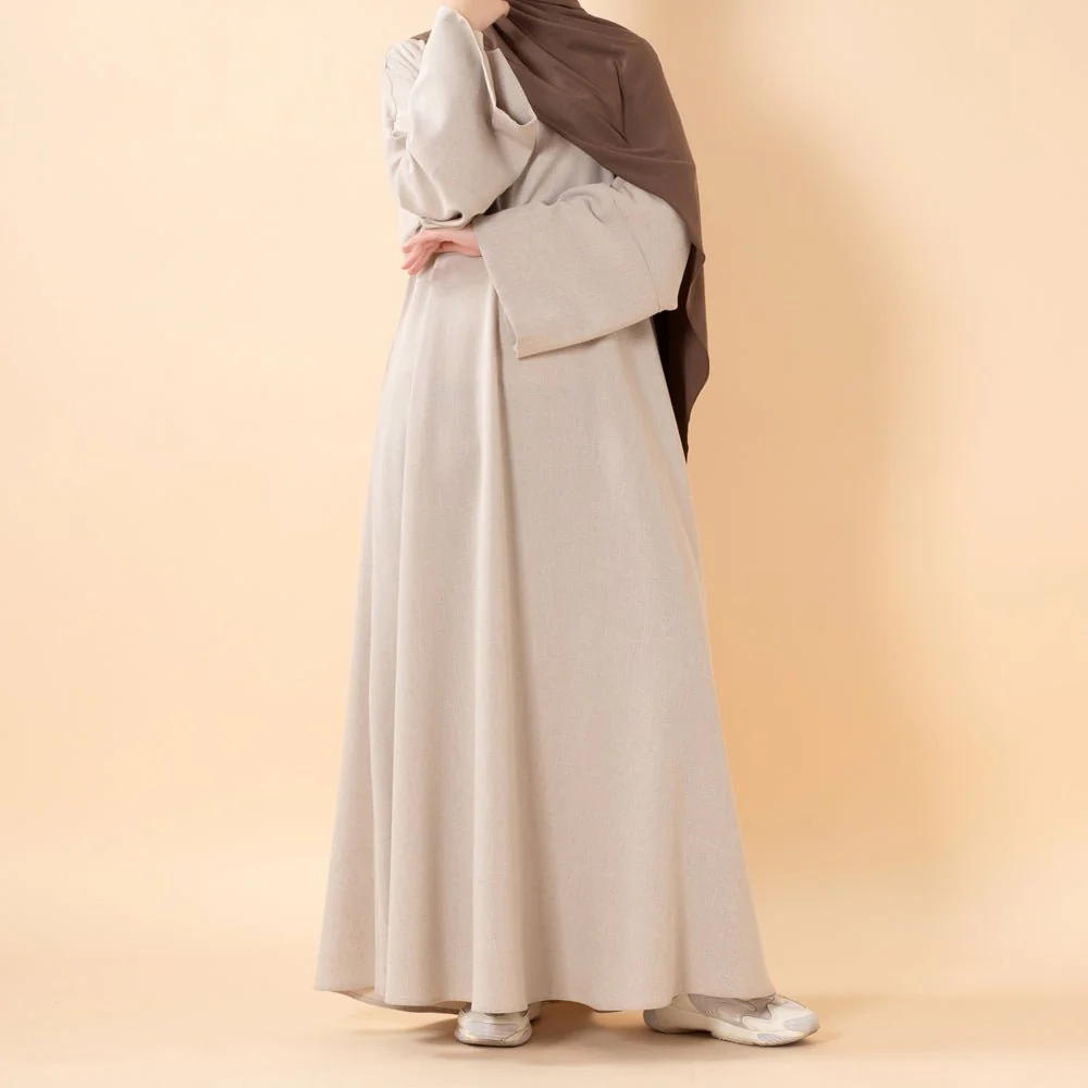 Premium Linen Effect Pullover Abaya with Pockets (MA341) - Image 17