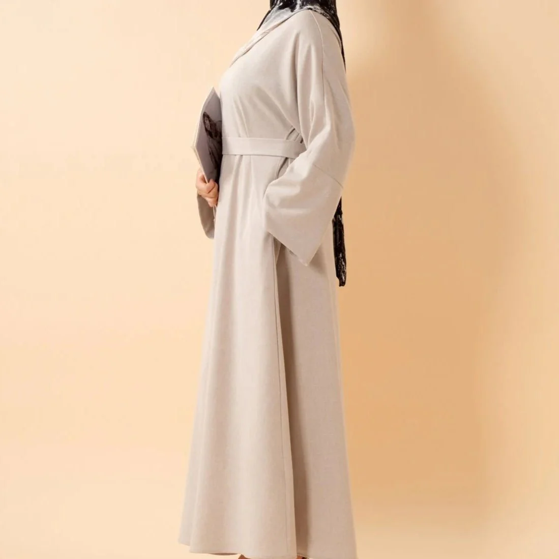 Premium Linen Effect Pullover Abaya with Pockets (MA341) - Image 18
