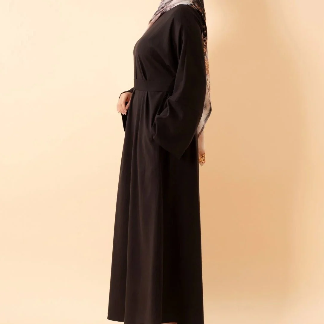 Premium Linen Effect Pullover Abaya with Pockets (MA341) - Image 21
