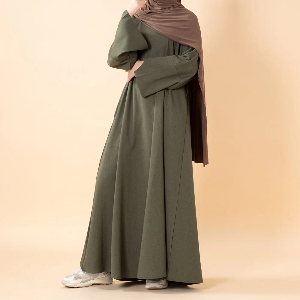 Premium Linen Effect Pullover Abaya with Pockets (MA341) - Image 7