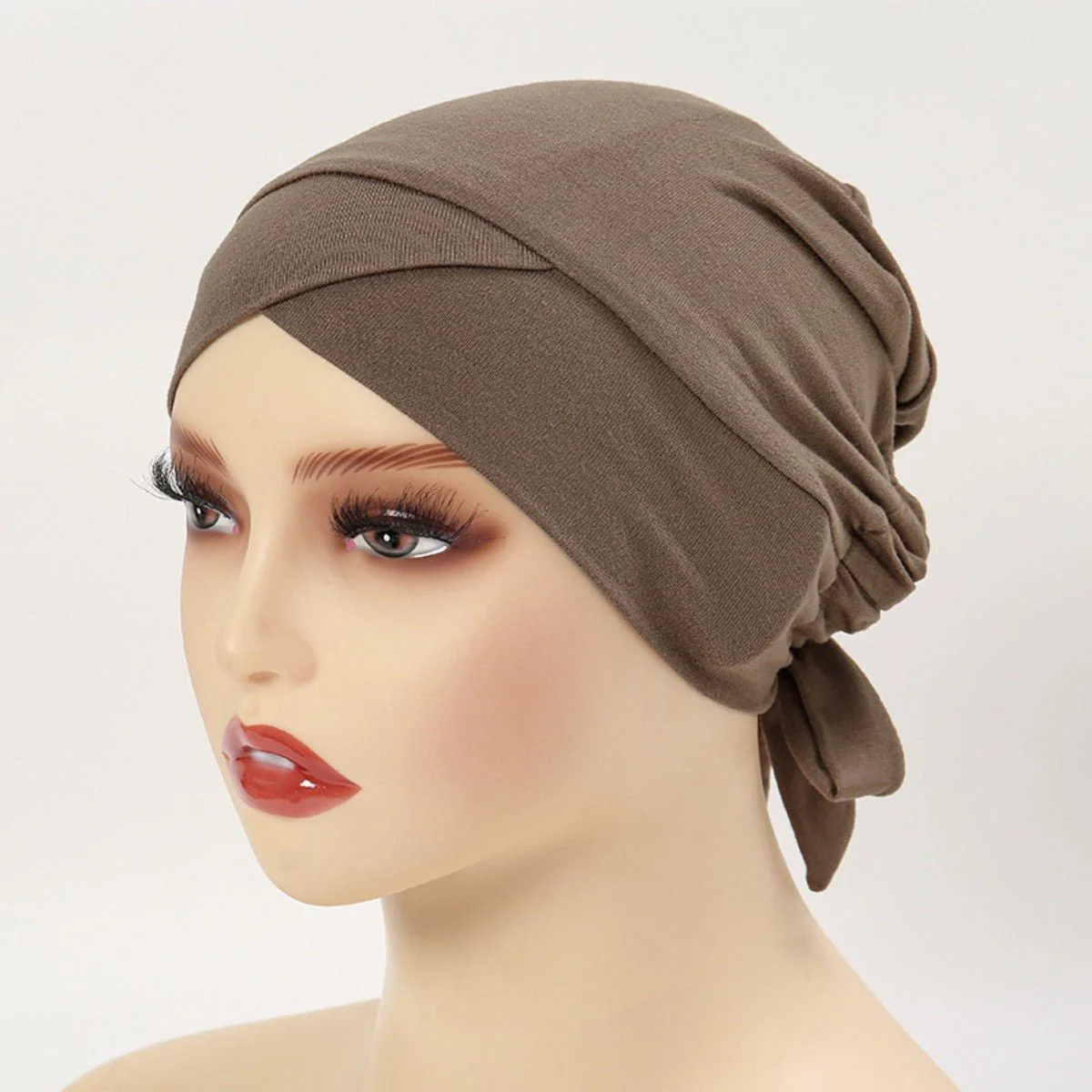 Premium Modal Cotton Cross-Strap Design Hijab Cap with Adjustable Brim (MH116) - Image 3