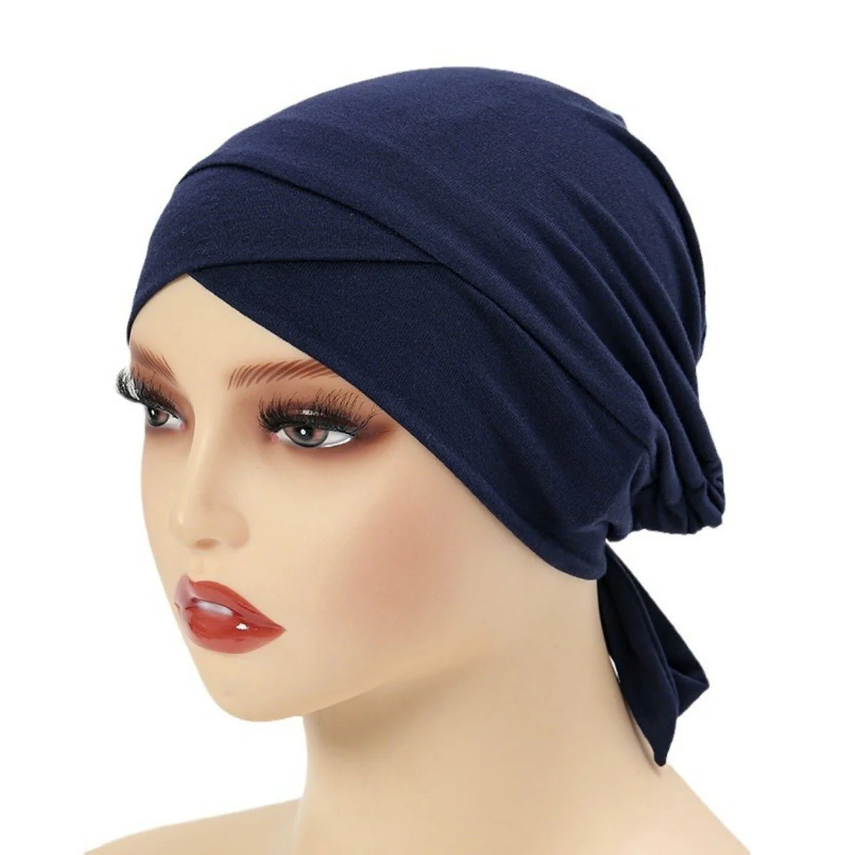 Premium Modal Cotton Cross-Strap Design Hijab Cap with Adjustable Brim (MH116) - Image 5