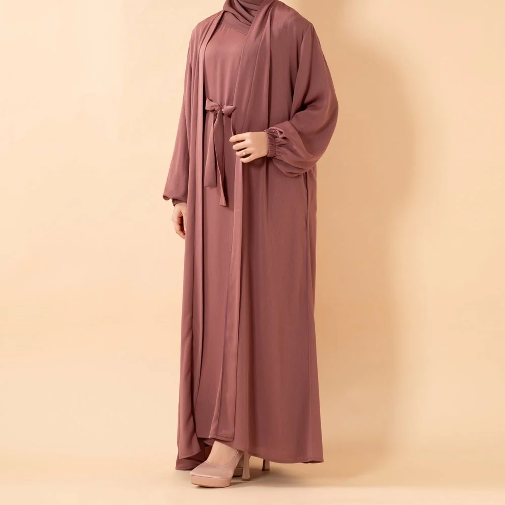 Premium Nida Zoom Open Abaya 3-Piece Set (MOA239) - Image 10