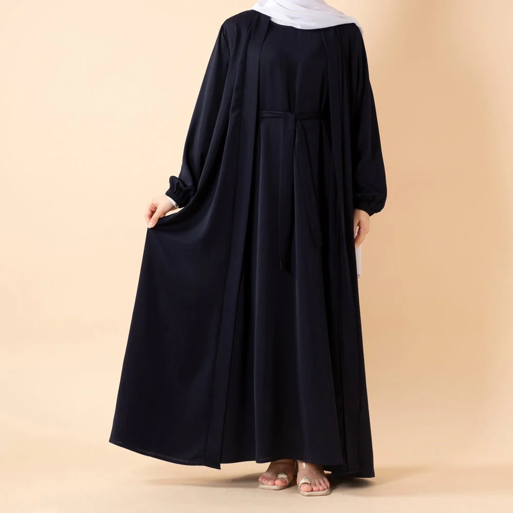 Premium Nida Zoom Open Abaya 3-Piece Set (MOA239) - Image 11