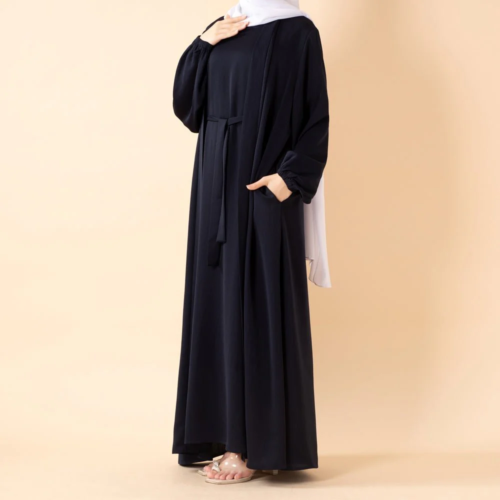 Premium Nida Zoom Open Abaya 3-Piece Set (MOA239) - Image 13