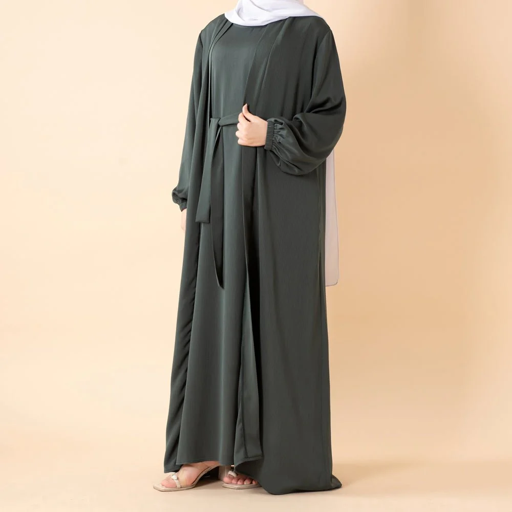 Premium Nida Zoom Open Abaya 3-Piece Set (MOA239) - Image 15