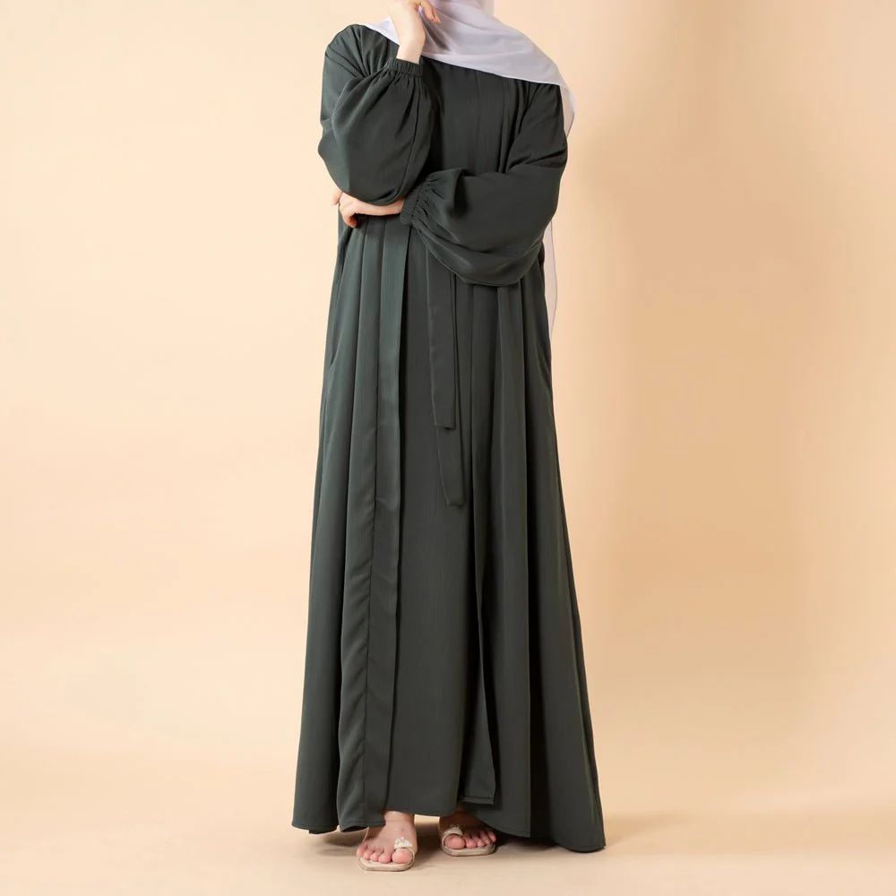 Premium Nida Zoom Open Abaya 3-Piece Set (MOA239) - Image 16