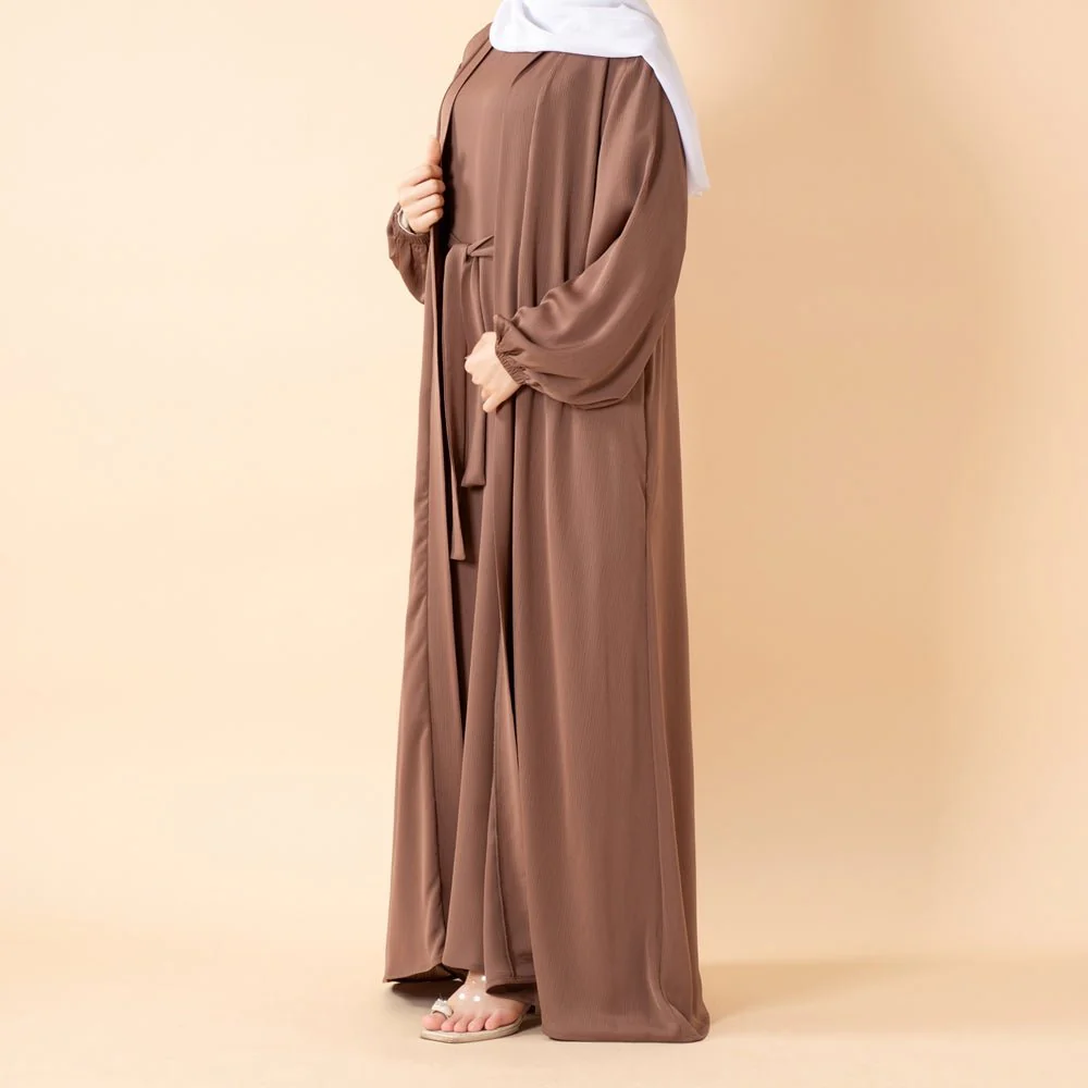 Premium Nida Zoom Open Abaya 3-Piece Set (MOA239) - Image 17