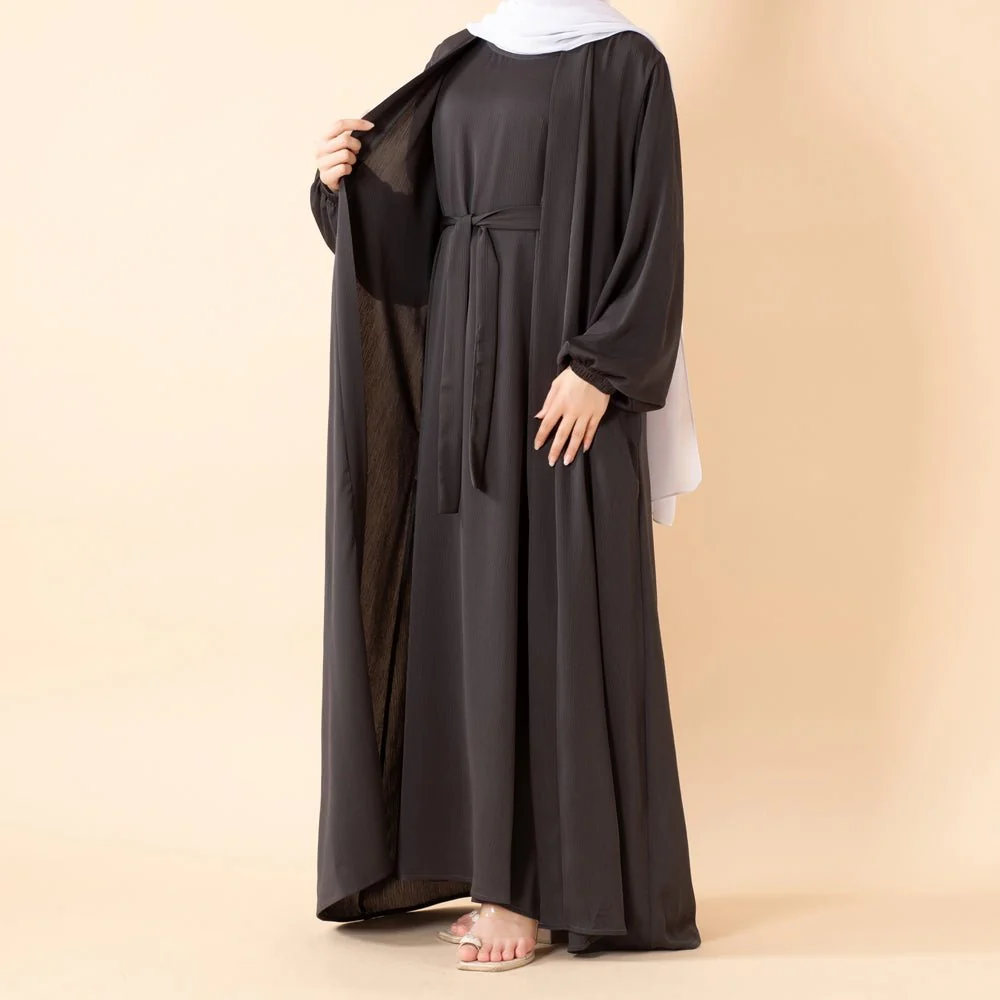 Premium Nida Zoom Open Abaya 3-Piece Set (MOA239) - Image 18