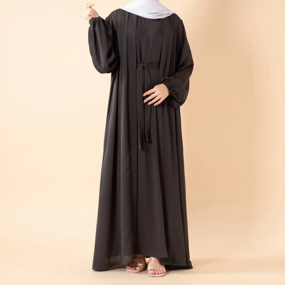 Premium Nida Zoom Open Abaya 3-Piece Set (MOA239) - Image 19