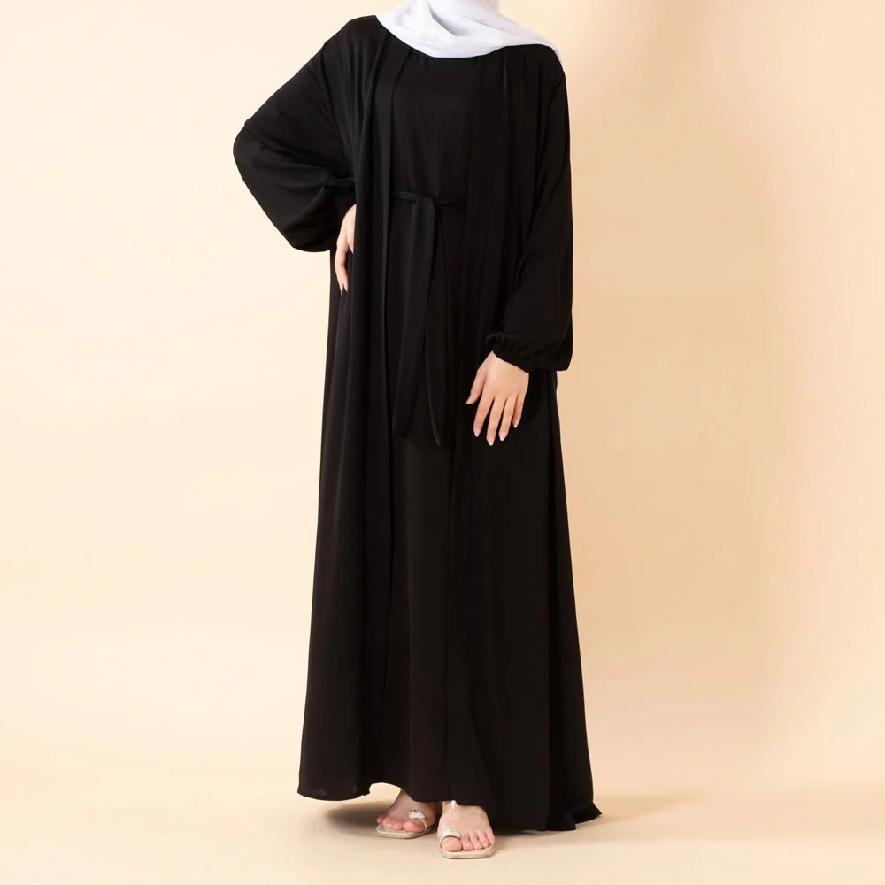 Premium Nida Zoom Open Abaya 3-Piece Set (MOA239) - Image 20