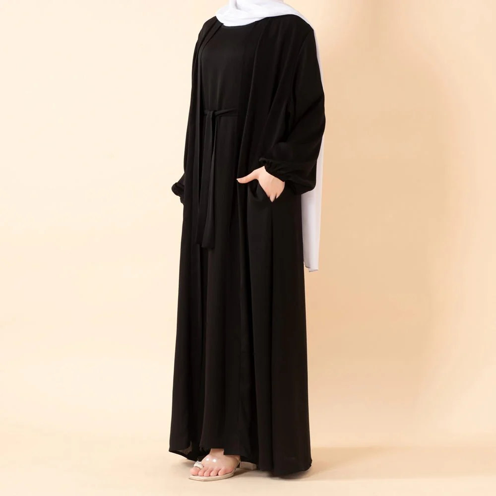 Premium Nida Zoom Open Abaya 3-Piece Set (MOA239) - Image 21