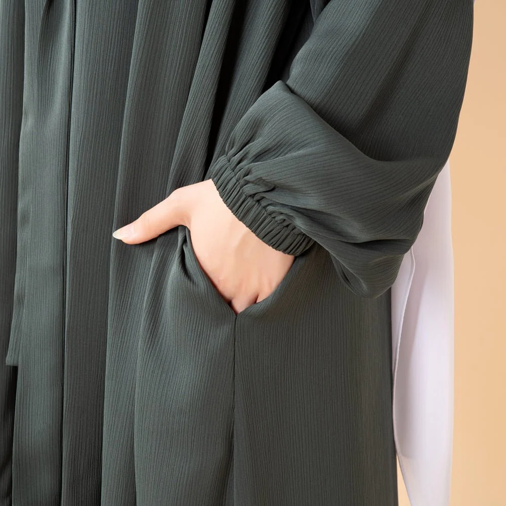 Premium Nida Zoom Open Abaya 3-Piece Set (MOA239) - Image 23