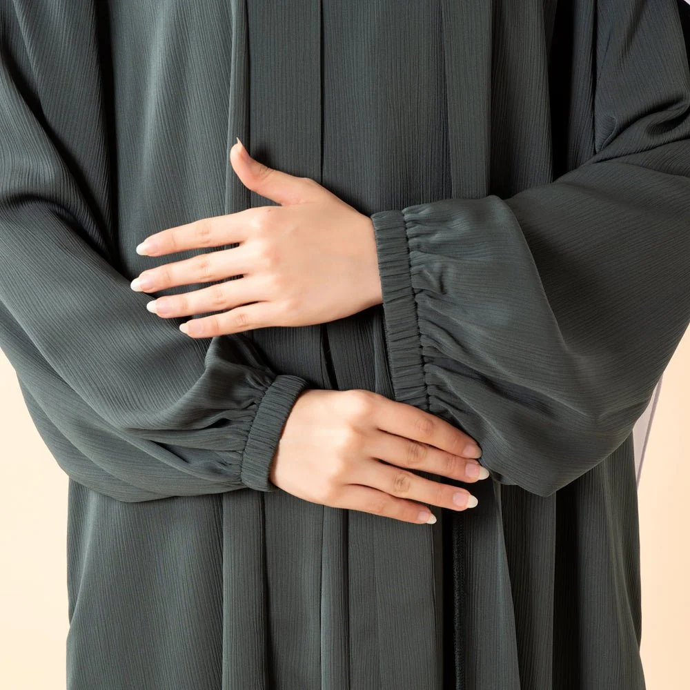 Premium Nida Zoom Open Abaya 3-Piece Set (MOA239) - Image 24